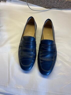 Talbots Navy Leather Loafers 9.5